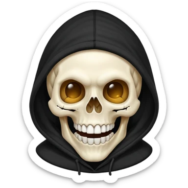 Laughing skull in a hoodie sticker