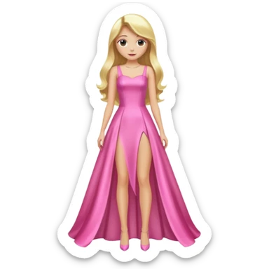 woman long blonde hair pink shiney dress full body sticker