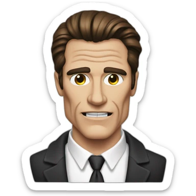 Patrick bateman, square jaw, grimace sticker