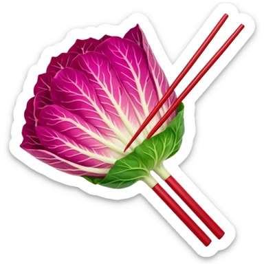 red napa cabbage with chopsticks sticker