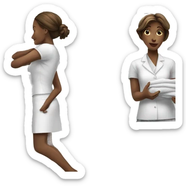 White ladies folding laundry  sticker