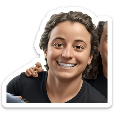 smiling boy in black shirt sticker