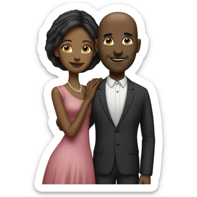 Black bald husband and wife sticker