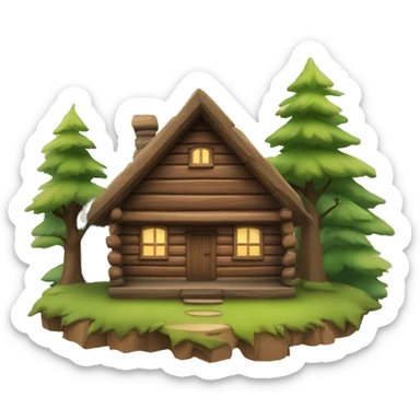 wood cabin near tree sticker
