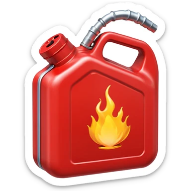 simple red gasoline canister plain pouring drops of diesel no fire sticker