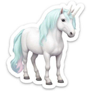 Fullbody White unicorn with pastel color mane  sticker