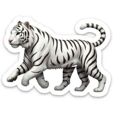White tiger running in profile sticker