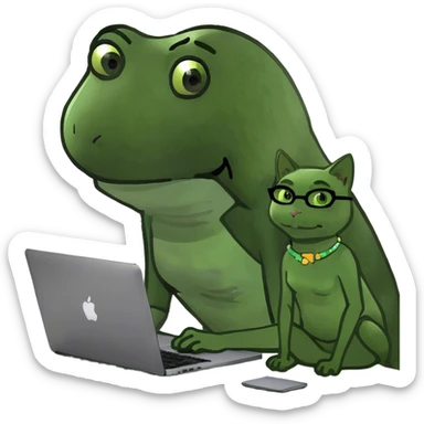 Blonde woman ponytail  with cat and MacBook  sticker