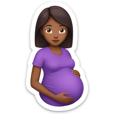 Dark brownskin woman with purple shirt, pregnant with head, neck and upper thorax only sticker