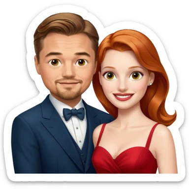 leonardo di caprio and Jessica Chastain in a red dress sticker
