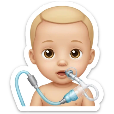 bebe pequeno com tubo para respirar sticker