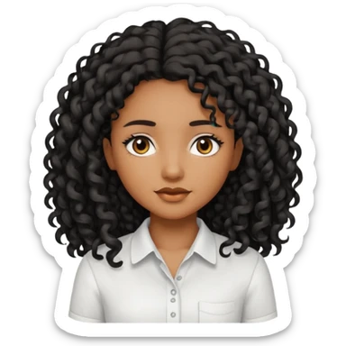 Uma menina morena cabelo cacheado longo e preto  sticker