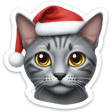 grey cat with christmashoody sticker