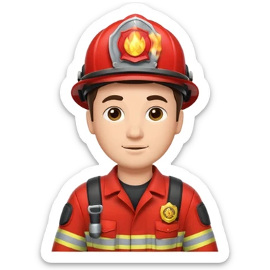 firefighter man brunette sticker