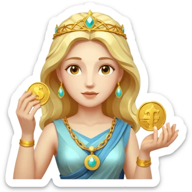 Goddess Golden Coin Magic Fantasy Low Poly sticker