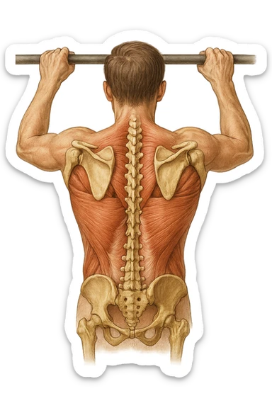 vista delle scapole durante le trazioni, visione anatomica sticker