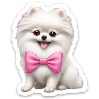 White Pomeranian with pink bow  sticker