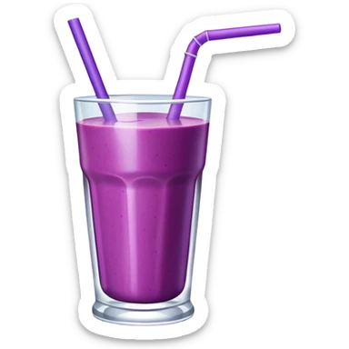 berry smoothie in a glass with straw sticker