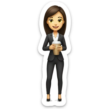 Business marketing full body girl holding coffee sticker
