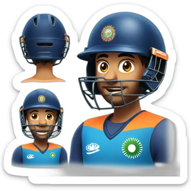 Indian cricketer with helmet on just helmet and headshot sticker