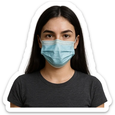 girl with dark hair wearing a covid mask, variation 2 sticker