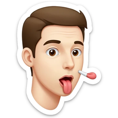 clear side profile of a man sticking his tongue out, complete side view showing the side of face sticker