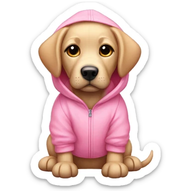 Mini labrador wearing pink hoodie sticker