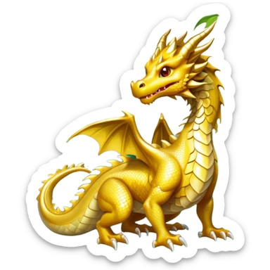 Gold dragon in the forest sticker