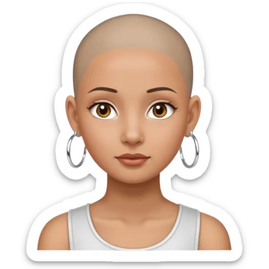 Girl tan skin with skin head. sticker