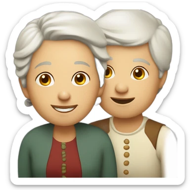 Old latvian woman with short hair smiling whilst listening to a man sing sticker