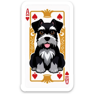 miniature schnauzer playing cards sticker