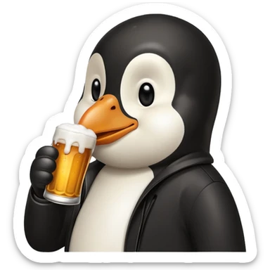un pingouin réaliste qui boit une bière  sticker