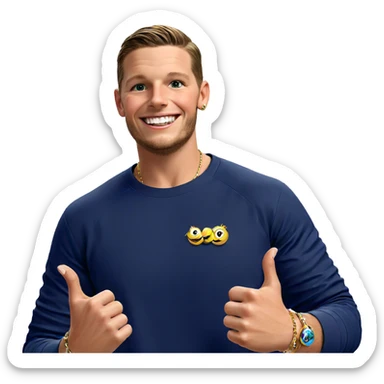 smiling boy with jewelry sticker