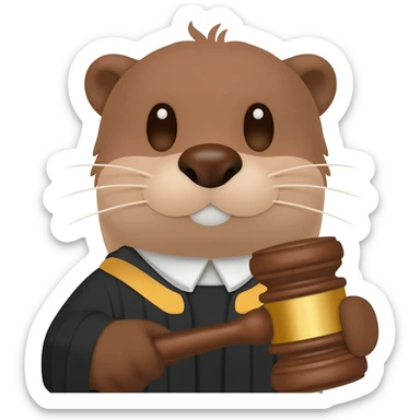 otter head with a judge's gavel sticker
