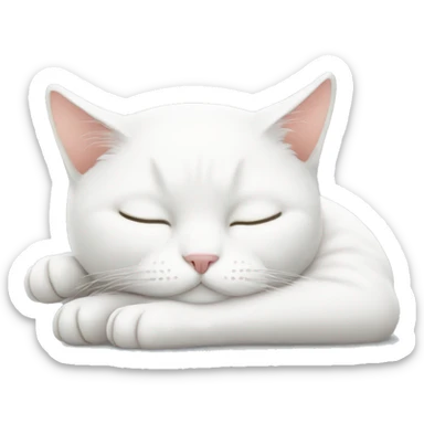 sleeping white cat sticker