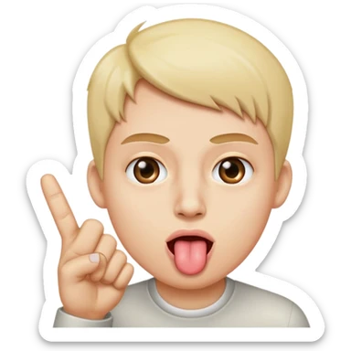 Tongue out middle finger eye roll sticker