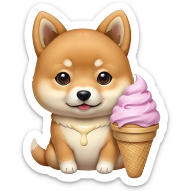 The baby shiba dog with taro icecream sticker