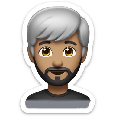 memoji style of person with black short hair and black beard sticker