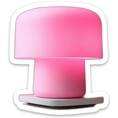A pink colour light lamp on a table at the corner of a room having brick design walls sticker