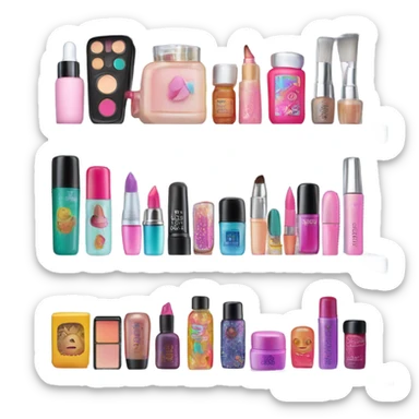 Mini fridge with makeup inside glittery  sticker