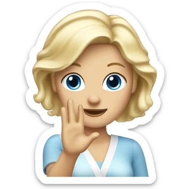blue eyed blonde lady waving sticker