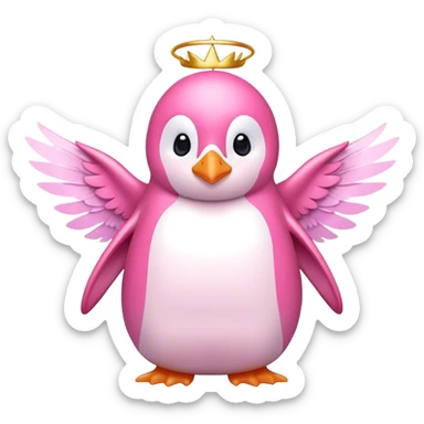 Pink penguin with fairy wings sticker