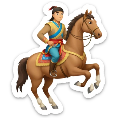 mongolian man on horse sticker