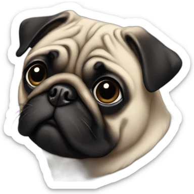 pug with black heart sticker