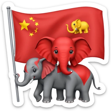 Red flag with three headed elephants sticker