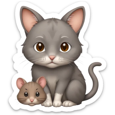 Sad cat holding rat sticker