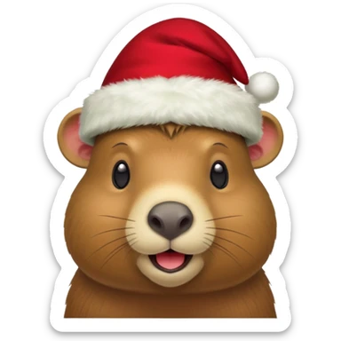 Capybara con gorrito de navidad sticker