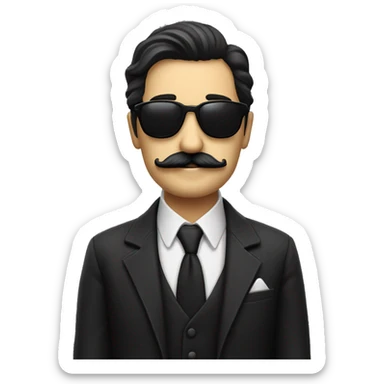 solo dark haired sunglasses mustachioed gentleman in monochrome sticker