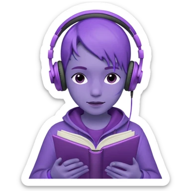 purple open written in journal with purple headphones on top sticker