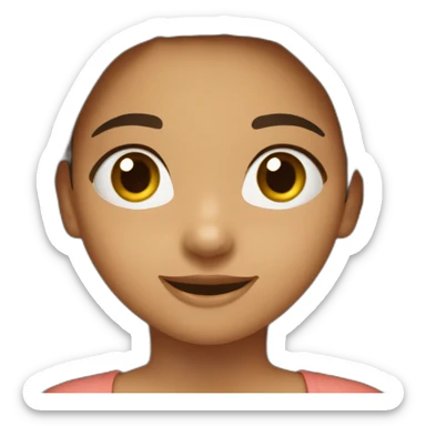 Niña 13 años pelo largo marrón, ojos grandes marrones, boca pequeña sonriente sticker